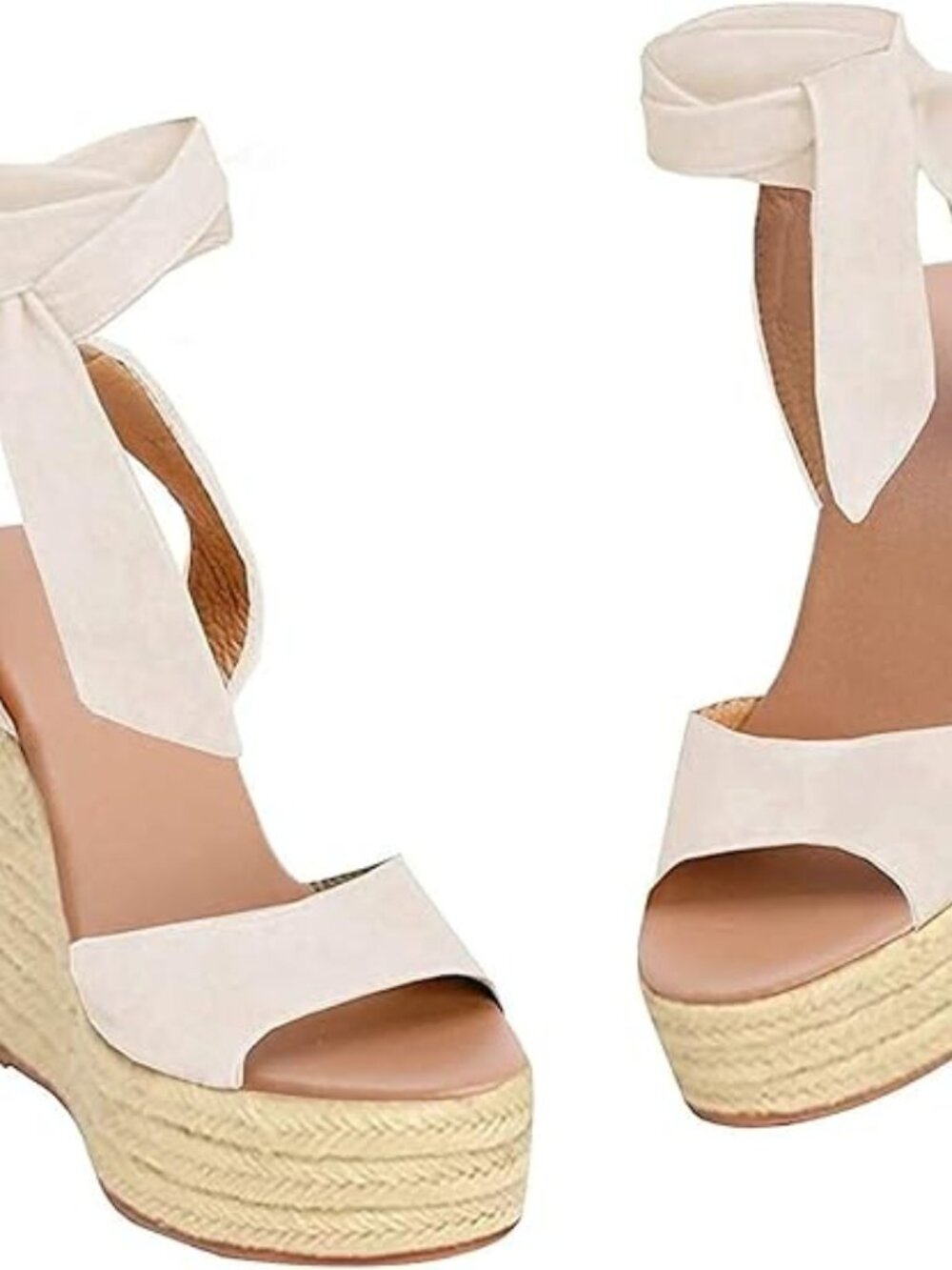 Platform Espadrille Wedges Open Toe High Heel Sandals with Ankle Strap Buckle U